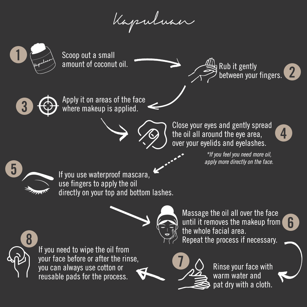 coconut oil makeup remover steps