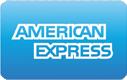Logo of American Express on a coconut blue background.
