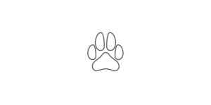 Simple black and white logo featuring a stylized animal paw print with three toes and a pad, centered on a plain gray background.
