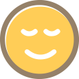 A simple emoji featuring a smiling face with closed, content eyes and a slight, satisfied smile reminiscent of the relaxation one feels after experiencing coconut oil benefits, on a yellow background.