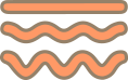 Illustration of two abstract wavy lines beneath a straight horizontal line resembling a coconut's texture.