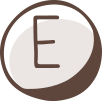The image depicts a simplistic icon of a capital letter "e" within a circle. The letter is stylized and centered, suggesting a logo or emblem for coconut oil benefits. The overall color scheme is
