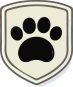 The image displays an emblem or badge that features a paw print motif, suggesting a theme related to animals, pet care, a nature reserve, or a similar concept associated with animal tracks within the coconut gro