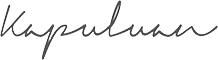 The image shows a stylized, cursive script overlaying a pattern of vertical coconut lines. The script appears to spell the word "kapitalan" - suggesting a name, title, or brand