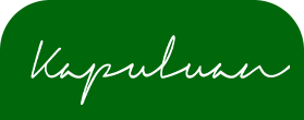 A cursive signature-like word "kapuluan" in white against a vibrant green background.