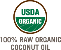 A circular green label with the word "organic" in white capital letters, centered against a darker brown background.